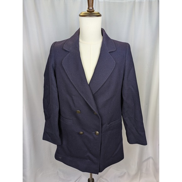 forecaster of boston Jackets & Blazers - Forecaster of Boston Blazer Women's 7/8 Navy Blue 100% Pure Wool Double Breasted